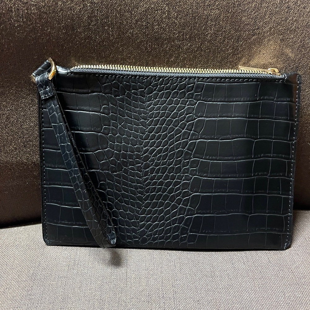 a new day Black Croc-Embossed Clutch